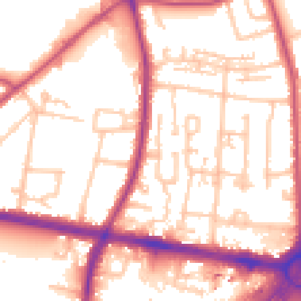 Daytime road noise heatmap for TW16 7JH