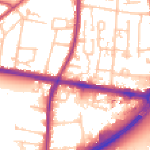Daytime road noise heatmap for TW16 7NE
