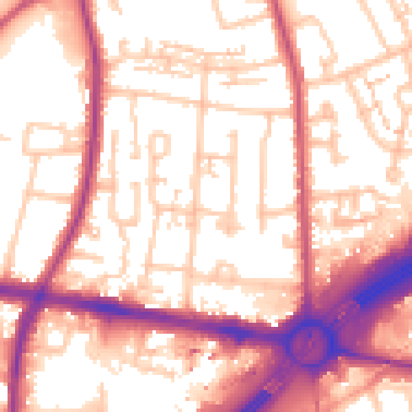 Daytime road noise heatmap for TW16 7PB