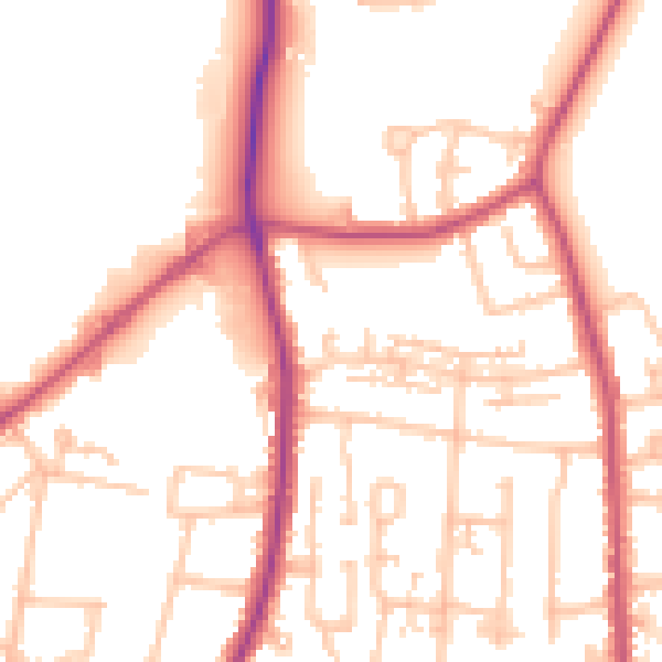 Daytime road noise heatmap for TW16 7PZ