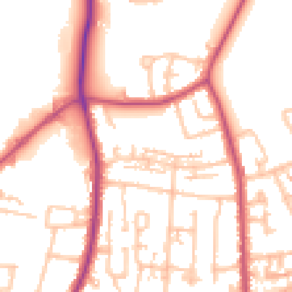 Daytime road noise heatmap for TW16 7RG