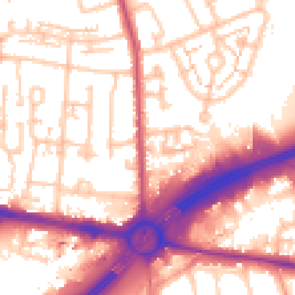 Daytime road noise heatmap for TW16 7TH