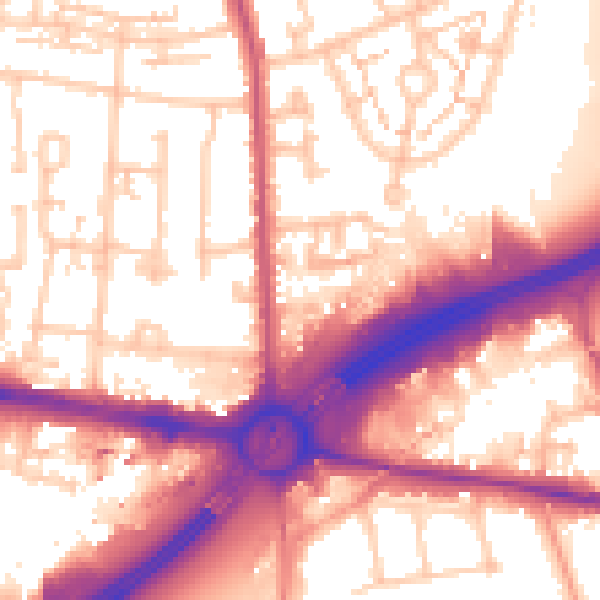 Daytime road noise heatmap for TW16 7UA