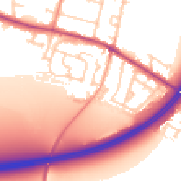 Daytime road noise heatmap for TW17 0AW