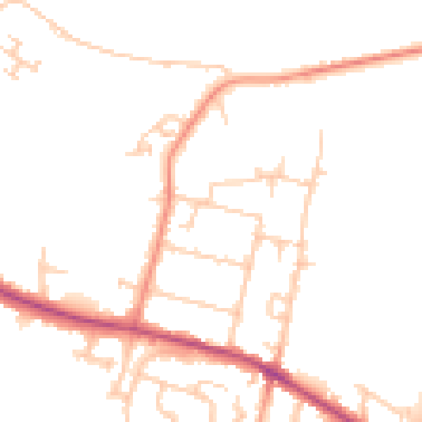 Daytime road noise heatmap for TW17 0DN