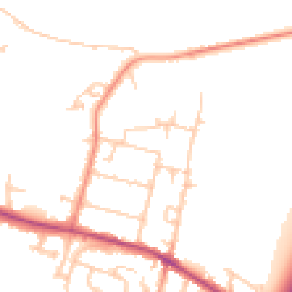 Daytime road noise heatmap for TW17 0DW