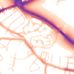 Daytime road noise heatmap for TW18 1AE