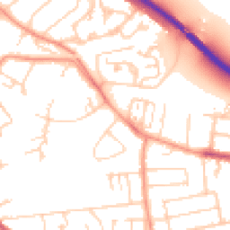 Daytime road noise heatmap for TW18 1AL