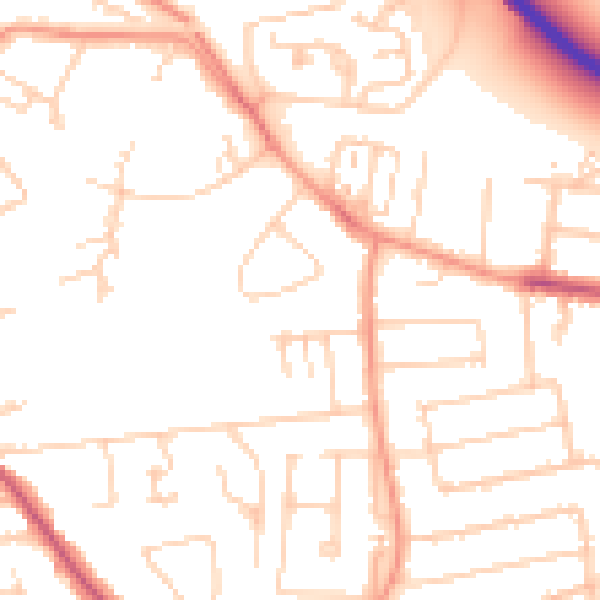 Daytime road noise heatmap for TW18 1AP