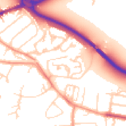 Daytime road noise heatmap for TW18 1AQ