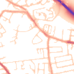 Daytime road noise heatmap for TW18 1AW