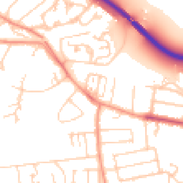 Daytime road noise heatmap for TW18 1BB