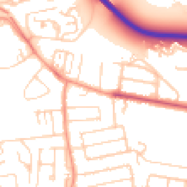 Daytime road noise heatmap for TW18 1BL