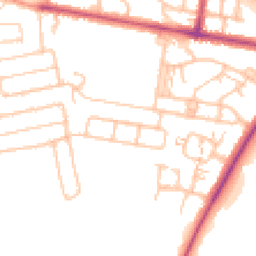Daytime road noise heatmap for TW18 1NA