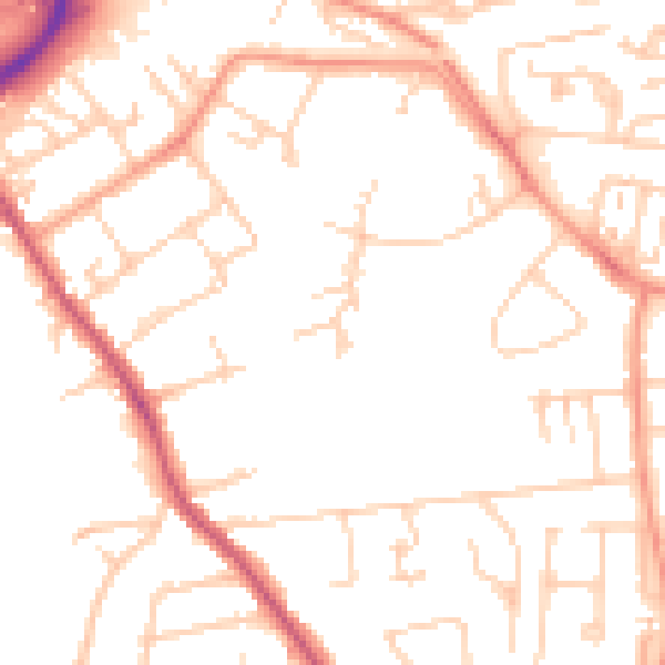 Daytime road noise heatmap for TW18 2HH