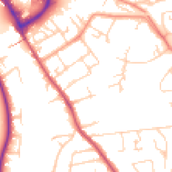 Daytime road noise heatmap for TW18 2HN