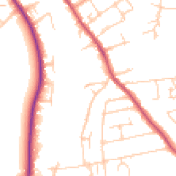 Daytime road noise heatmap for TW18 2JZ