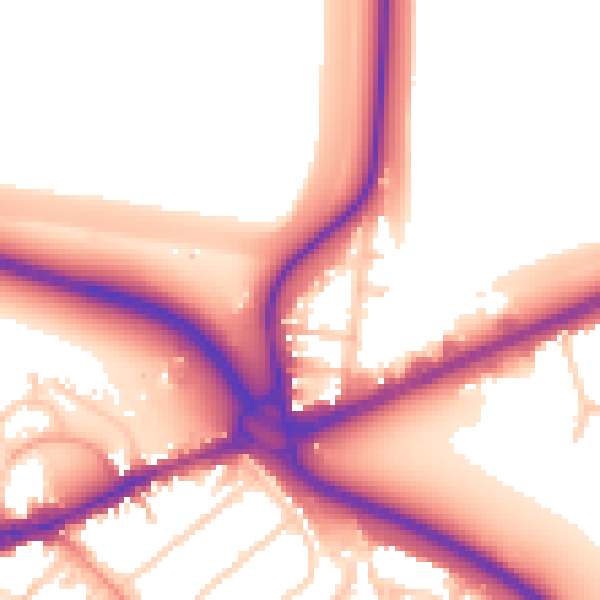 Daytime road noise heatmap for TW18 4HX