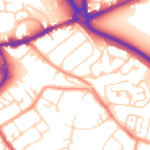 Daytime road noise heatmap for TW18 4LS