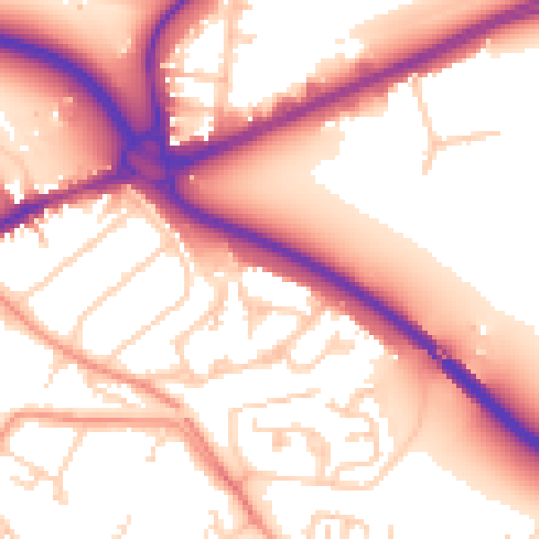 Daytime road noise heatmap for TW18 4NR