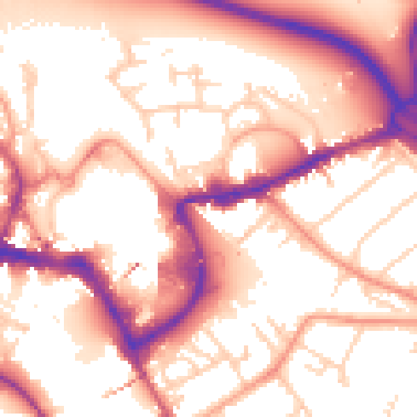 Daytime road noise heatmap for TW18 4PD