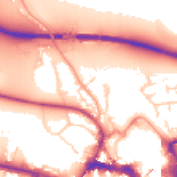 Daytime road noise heatmap for TW18 4YP