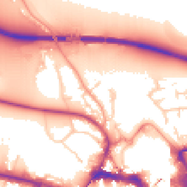 Daytime road noise heatmap for TW18 4YP