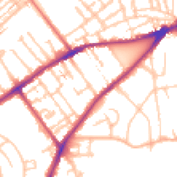 Daytime road noise heatmap for TW2 5DU