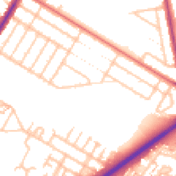 Daytime road noise heatmap for TW2 6AA
