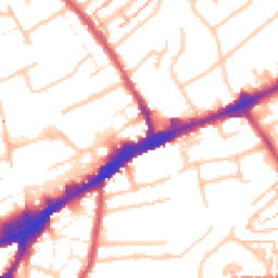Daytime road noise heatmap for TW3 1AL