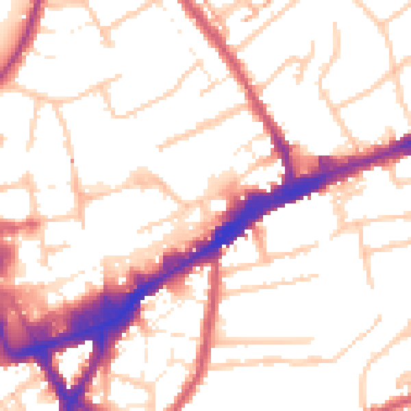 Daytime road noise heatmap for TW3 1AP