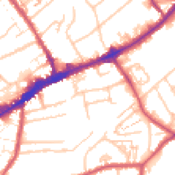 Daytime road noise heatmap for TW3 1AW