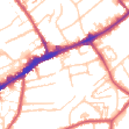 Daytime road noise heatmap for TW3 1DT