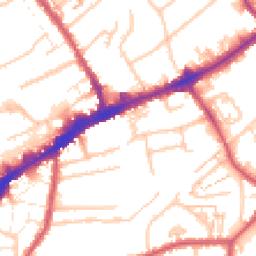 Daytime road noise heatmap for TW3 1DY