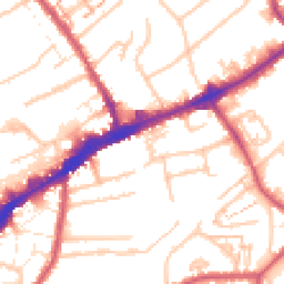 Daytime road noise heatmap for TW3 1DZ