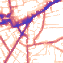 Daytime road noise heatmap for TW3 1YJ