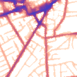 Daytime road noise heatmap for TW3 2AQ