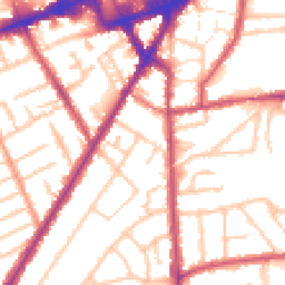 Daytime road noise heatmap for TW3 2AU