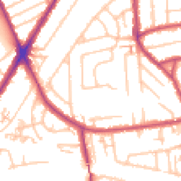 Daytime road noise heatmap for TW3 2JD