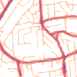 Daytime road noise heatmap for TW3 2JJ