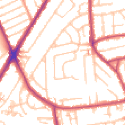 Daytime road noise heatmap for TW3 2JQ