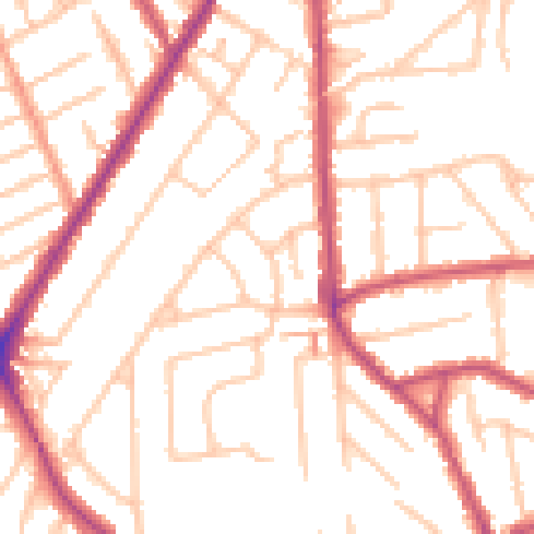 Daytime road noise heatmap for TW3 2LG