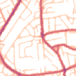 Daytime road noise heatmap for TW3 2LZ