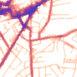 Daytime road noise heatmap for TW3 2NE