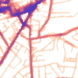 Daytime road noise heatmap for TW3 2NJ