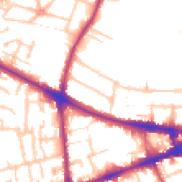 Daytime road noise heatmap for TW3 3AQ