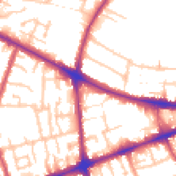 Daytime road noise heatmap for TW3 3EY