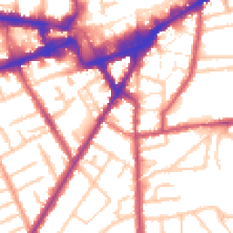 Daytime road noise heatmap for TW3 3TX