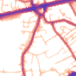 Daytime road noise heatmap for TW3 4DZ