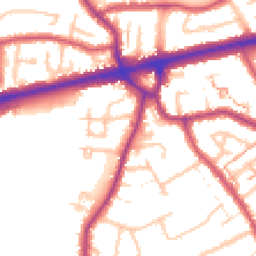 Daytime road noise heatmap for TW3 4EJ